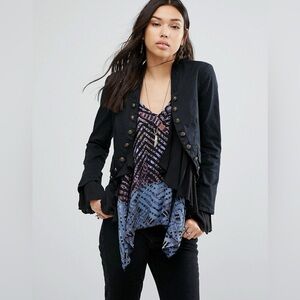 Free people romantic ruffles military jacket sz m